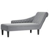 VidaXL Chaise longue met kussen en rechterarmleuning stof lichtgrijs