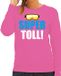 Bellatio Decorations Apres ski sweater/trui voor dames - roze - XL