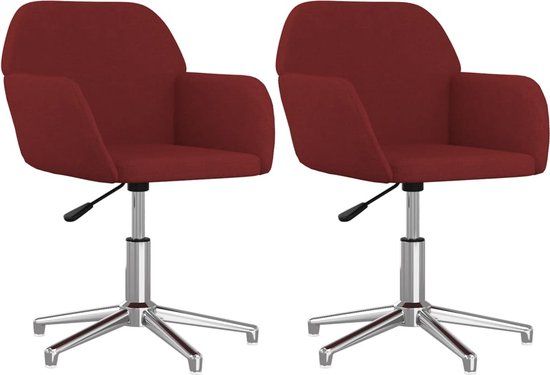 vidaXL Eetkamerstoelen draaibaar 2 stuks stof wijnrood