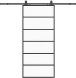 vidaXL Schuifdeur met beslagset, 90x205 cm, ESG glas, zwart