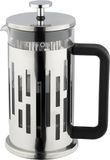 Café Olé Graphico 1000 ml Cafetière, Frans perskoffiezetapparaat, Roestvrijstalen Filtergaas, 8-kops (3 mokken), Zilver