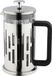 Café Olé Graphico 1000 ml Cafetière, Frans perskoffiezetapparaat, Roestvrijstalen Filtergaas, 8-kops (3 mokken), Zilver