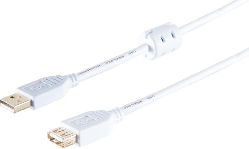 1x USB-A verlengkabel, 2.0, ferriet, wit, 1,8 m