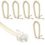 Newhouse Hardware 7ft Uncoiled/0,4 m opgerolde telefoon handset snoer, met RJ9 (4P4C) connectoren, gebruikt om de telefoon en handset aan te sluiten, 5-pack, ivoor