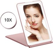 OEM Holland Connections Touchscreen make-upspiegel met 10x vergroting, ronde spiegel, USB-oplaadbare make-upspiegel, draagbare make-upspiegel - roze