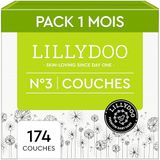 LILLYDOO Huidvriendelijke babyluiers - maat 3 (6-10 kg), maanddoos (174 stuks), veilige bescherming tegen lekken, zacht, zonder parfum en lotions voor de gevoelige huid, dermatologisch getest