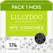 LILLYDOO Huidvriendelijke babyluiers - maat 3 (6-10 kg), maanddoos (174 stuks), veilige bescherming tegen lekken, zacht, zonder parfum en lotions voor de gevoelige huid, dermatologisch getest