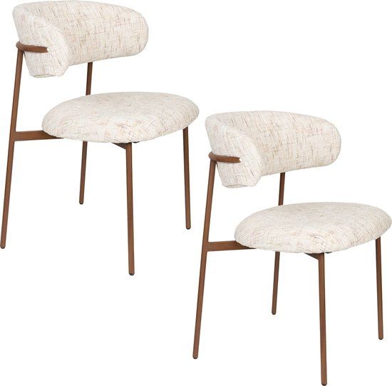 Housecraft Living Claes Eetkamerstoelen Gemêleerd Off-White - Set van 2