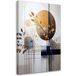 Marron-beige Abstract Circles and Leaves Wall Art, 30x45