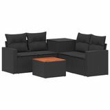 vidaXL Bankstel Zwart Poly Rattan en Staal