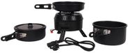Campguru Poêle hybride - Cuisinière - Gaz et électrique - Incluant 3 casseroles - Rangement compact