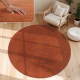 Paco Home Vloerkleed Woonkamer Rond 160 cm Koper Polyester Kortpolig Wasbaar Antislip Effen Modern