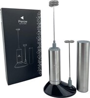 Perow Elektrische Melkopschuimer - Zilver - RVS - Inclusief Batterijen