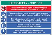 Site Safety COVID19 - handen wassen, 1mpolicy, plaats afval in de bak, schone oppervlakken - 4mm gecanneleerd 900x600mm
