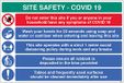 Site Safety COVID19 - handen wassen, 1mpolicy, plaats afval in de bak, schone oppervlakken - 4mm gecanneleerd 900x600mm