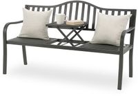 Merkloos Tuinbank met tafel - 2 personen - staal - antraciet