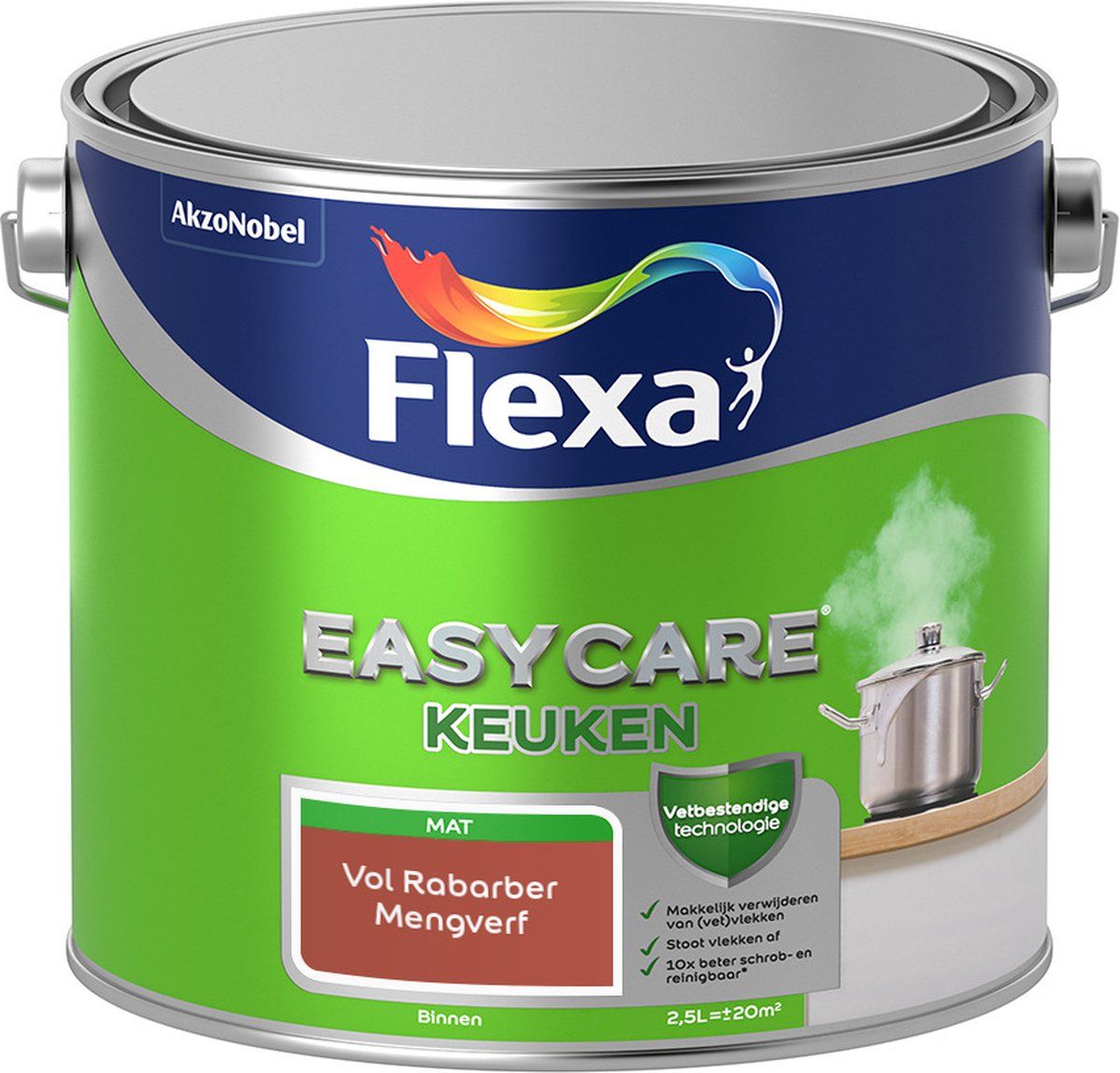 FLEXA Easycare Muurverf - Keuken - Mat - Vol Rabarber - 2,5 liter