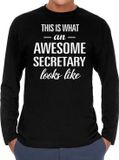 Bellatio Decorations Awesome Secretary - T-shirt lange mouwen zwart heren M