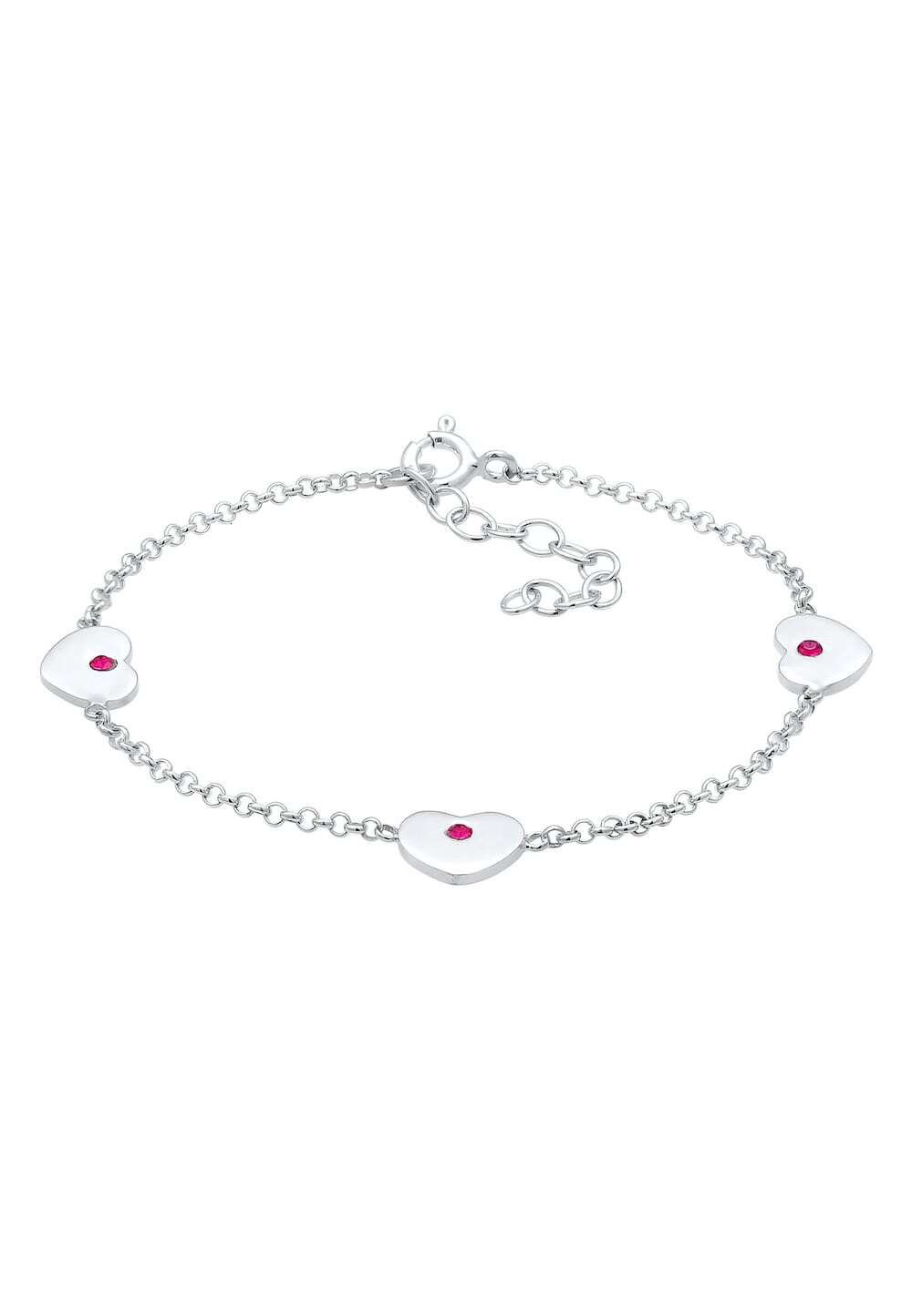 Elli Elli Elli Armband kinderhartjes met roze kristallen in 925 sterling zilver Armbanden Dames