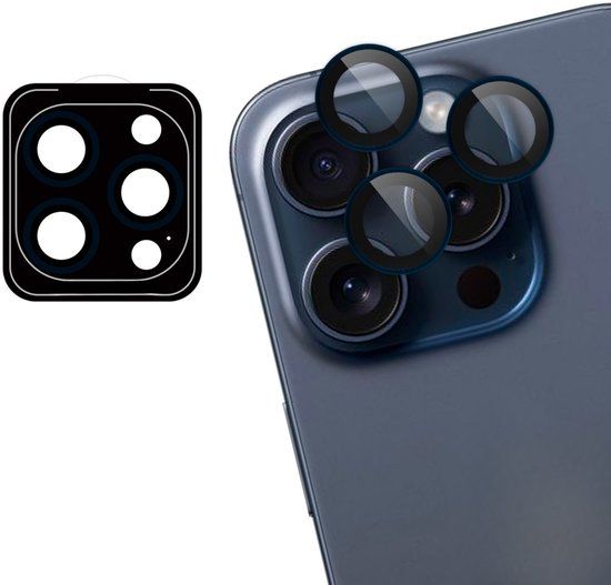 imoshion Camera Lens Protector - Geschikt voor Apple iPhone 15 Pro Max / 15 Pro - 2 Pack - Blue Titanium