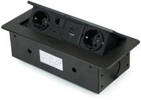 Emuca - Uitschuifbare meervoudige stekkerdoos - Zwart - 265 x 120 mm