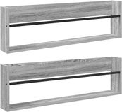 vidaXL - Tijdschriftenrek - met plank - 2 stuks - Grijs Sonoma - 100 x 12 x 30 cm