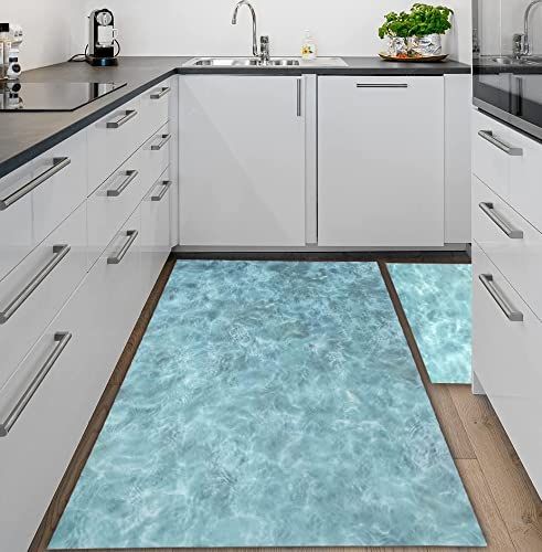 Tadi & Imperio1979 PVC vinyl tapijt, digitaal, blauw, turquoise