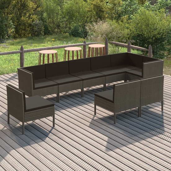 The Living Store Loungeset Tuinmeubelset - 57x69x69 cm - Grijs - PE-rattan