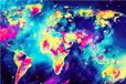 Bi2L Diamond Painting Set - Planisphere / Wereldkaart - 40x60cm - Vierkante steentjes