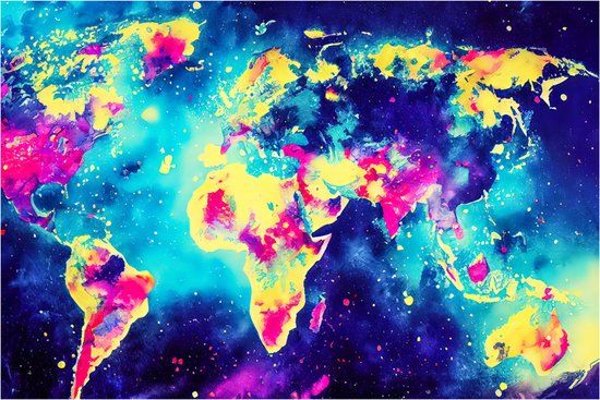 Diamond Painting Set - Planisphere / Wereldkaart - 40x60cm - Vierkante steentjes