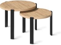 Vicco Salontafel set Norin, Goudkleurig Eiken/Zwart, 60 x 60 cm