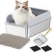 Merkloos Kattenbak Roestvrij staal - 50 x 35 x 20 cm - Met schep