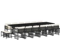vidaXL Ensemble de jardin 17 pièces avec coussins poly rotin noir