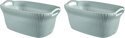 Curver Knit Wasmand - 40 l - set van 2 - Misty Blue