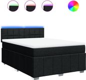 vidaXL Boxspring met matras stof zwart 140x190 cm