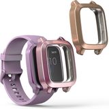 kwmobile 2x smartwatch hoes geschikt voor Garmin Venu Sq Music / Sq hoesje - Siliconen sporthorloge cover - Activity tracker case in oudroze / roségoud