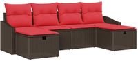 vidaXL Tuinbank - Set - 6 - st - poly - rattan