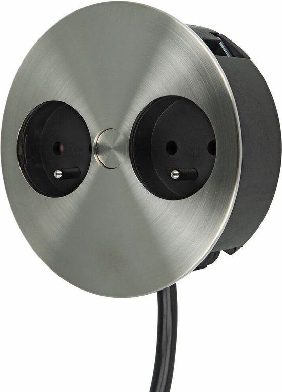 Bachmann Twist Dubbel Stopcontact - RVS - Belgische Aarding