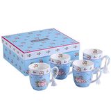 London Boutique K414 Thee Koffiebeker Mok Set 4 Fijn China Porselein Retro Vintage Shabby Chic in Geschenkdoos