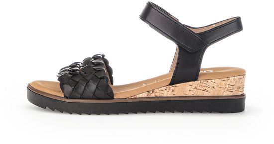 Gabor Women's Sandals - Black - Size 42 - Leather - Wedge Heel - Velcro Closure