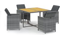 vidaXL 5-delige tuinset met kussens, grijs, van polyrotan
