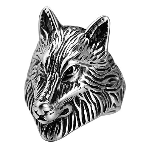 Cf Noorse Mythologie Viking Wolf Head Ring Mannen RVS Retro Fenrir Wolf Totem Ringen