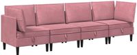 vidaXL Woonkamer Meubelset 4 st Roze Fluweel