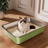 Merkloos Kattenbak RVS, open model, 50 x 35 x 10 cm, antiaanbaklaag