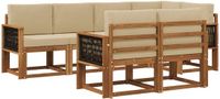 vidaXL - Hoek loungeset - Polyester - Natuurlijk en beige