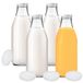 4 glazen flessen 1000 ml sapflessen melkflessen met 8 deksels wit incl. etiketten