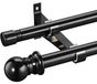 Double tringle à rideaux noir extensible de 76 à 332 cm