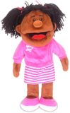 Fiesta Crafts handpop pop zwart meisje - beweegbare mond - handpop speelgoed.