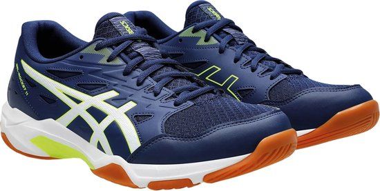 Asics Gel-Rocket 11 Sportschoenen Mannen - Maat 44.5 - Donkerblauw/Limegroen/Wit
