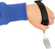 Manchette d'aide à l'alimentation réglable - Aide pour personnes âgées - Aide pour bas de contention - Support d'utilisation pour tremblements - Sangle de main pour mobilité réduite - Boucle de sécurité avec anneau en D